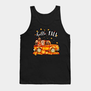 Halloween Hello Fall Poodle- Poodle In Car Pumpkin Happy Halloween Tank Top